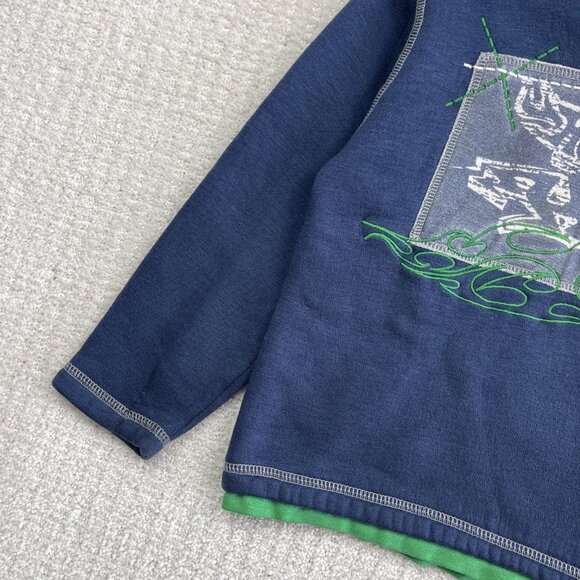 VTG Y2K 2004 Mattel Hot Wheels Kids Boys Sz 6 Hoodie Jacket Blue / Green Flames - Picture 3 of 14